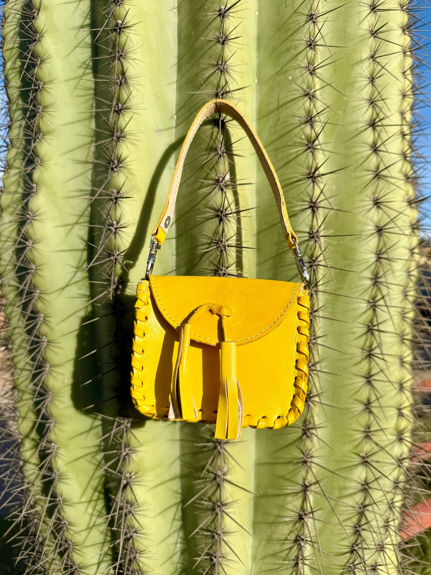 Yellow Tassels Mini Envelope Leather Crossbody