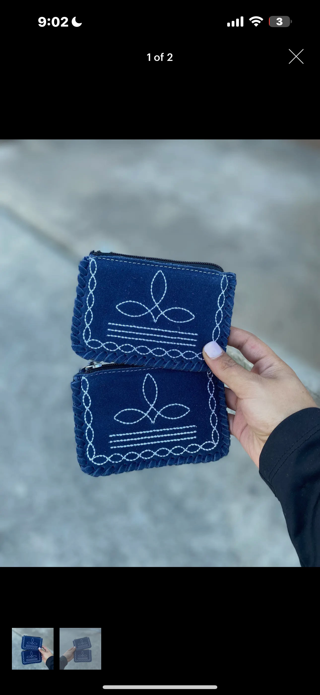 Navy Bootstitch Leather Coin Pouch