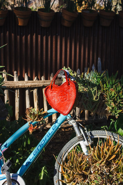 Red Heart Leather Purse