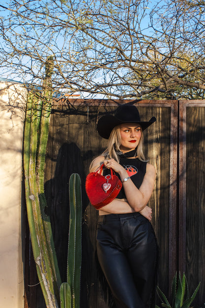 Red Heart Leather Purse
