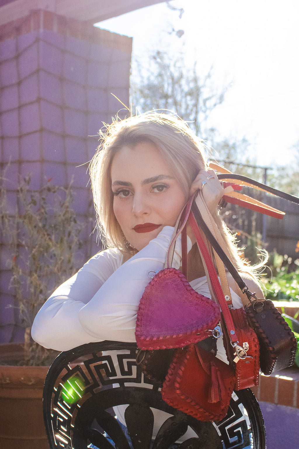 Brown Heart -Mini Leather Moneybag Crossbody